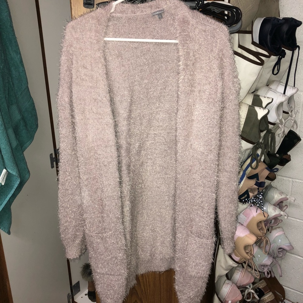 Charlotte Russe Long Furry Light Purple Cardigan